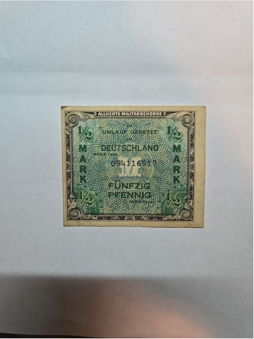 1944 WWII German Allied Military 1/2 Mark & 1 Eine Mark Currency Paper Notes - Picture 3 of 4